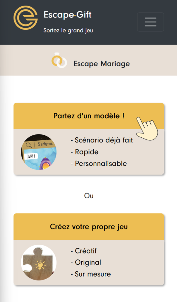 Escape-Gift selection modèle ou propre jeu